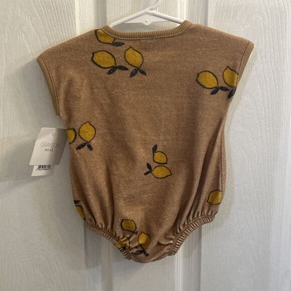 NWT Grayson Mini Bubble Romper Lemon Fruit Neutral 0-3M NEW Baby Girls Summer - Picture 12 of 13
